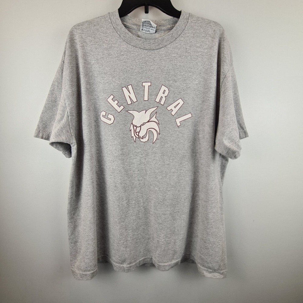 Vintage‎ TTC Sportswear Central Wildcats Graphic T-Shirt Gray XL Mens 90s Y2K